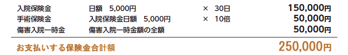 傷害保険の保険金お支払い例